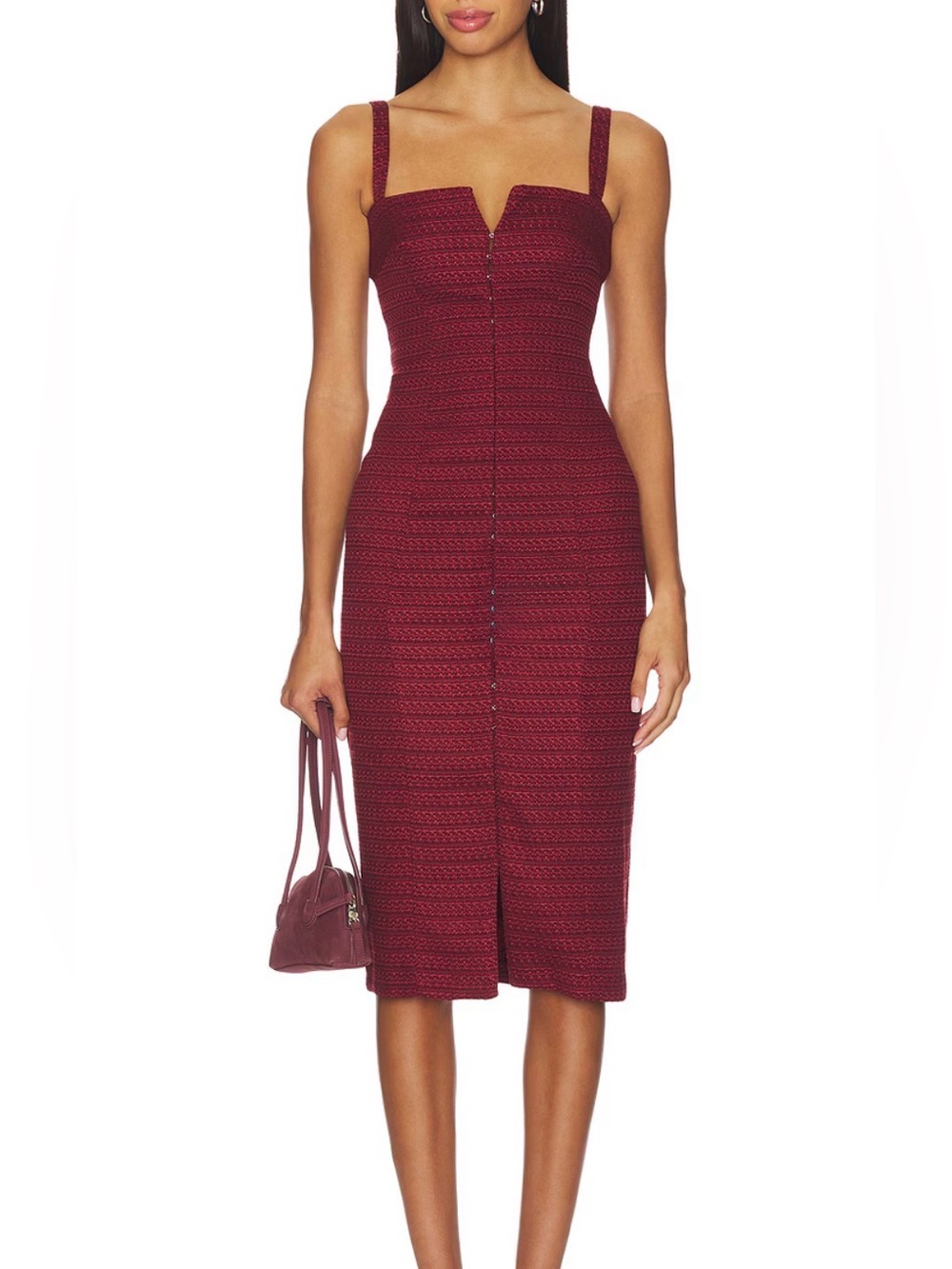 Amanda Uprichard "Tisha" Russet Tweed Midi Dress Sz XS NWT